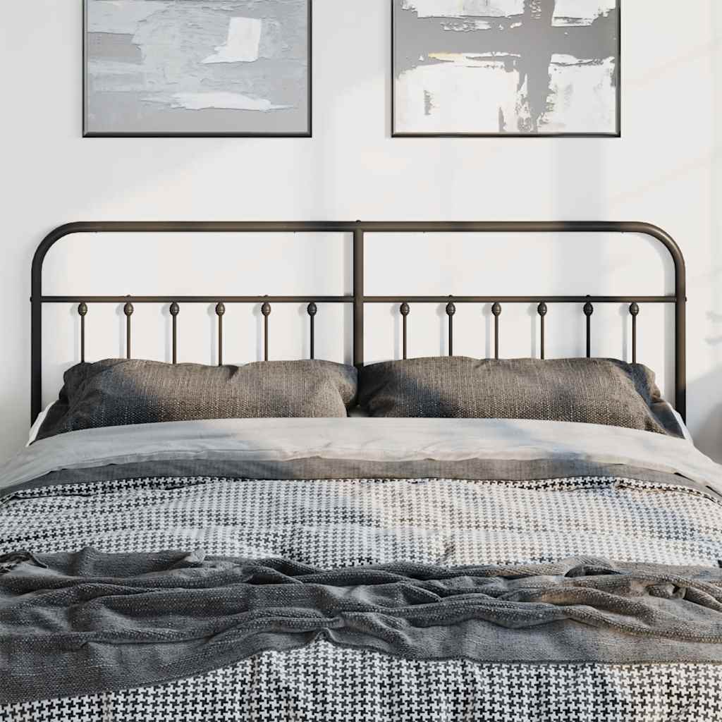 vidaXL Headboard | Black | Powder-Coated Steel | Suitable for double beds