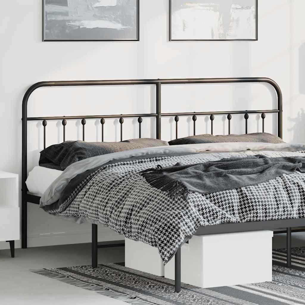 vidaXL Headboard | Black | Powder-Coated Steel | Suitable for double beds