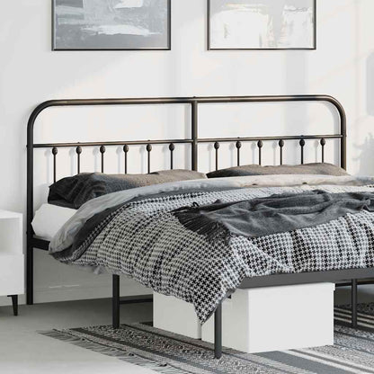 vidaXL Headboard | Black | Powder-Coated Steel | Suitable for double beds