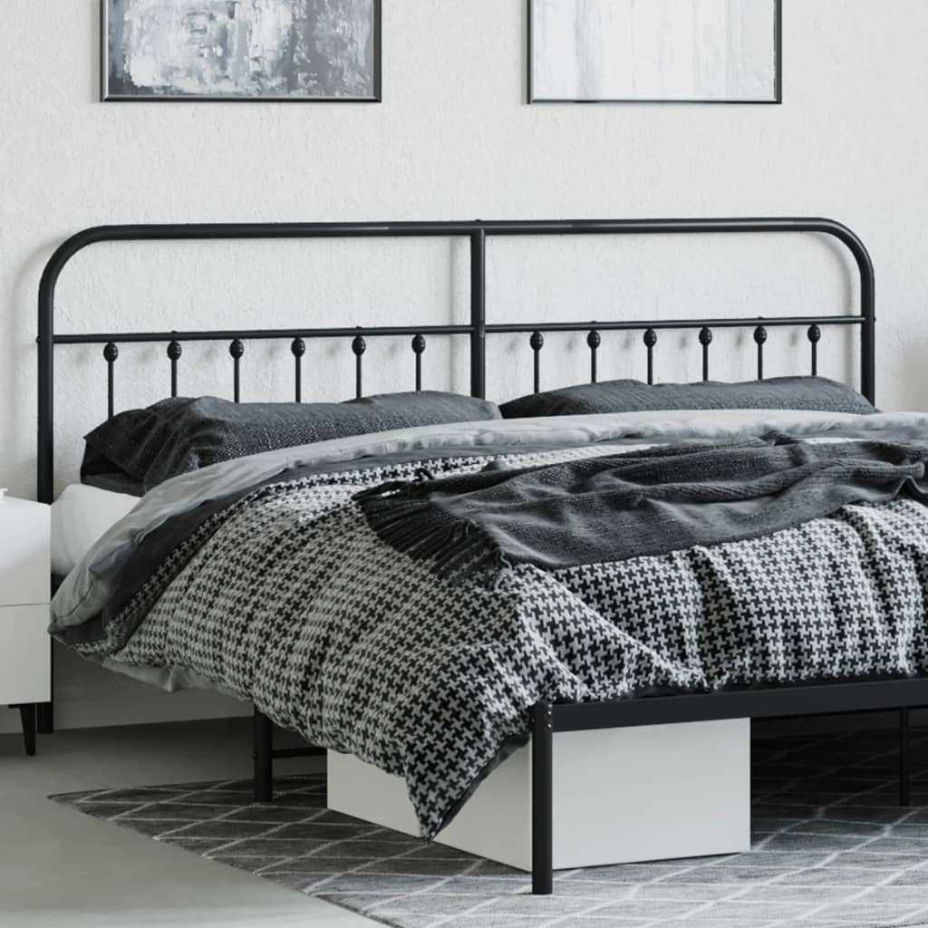 vidaXL Headboard | Black | Powder-Coated Steel | Single | Stylish Look
