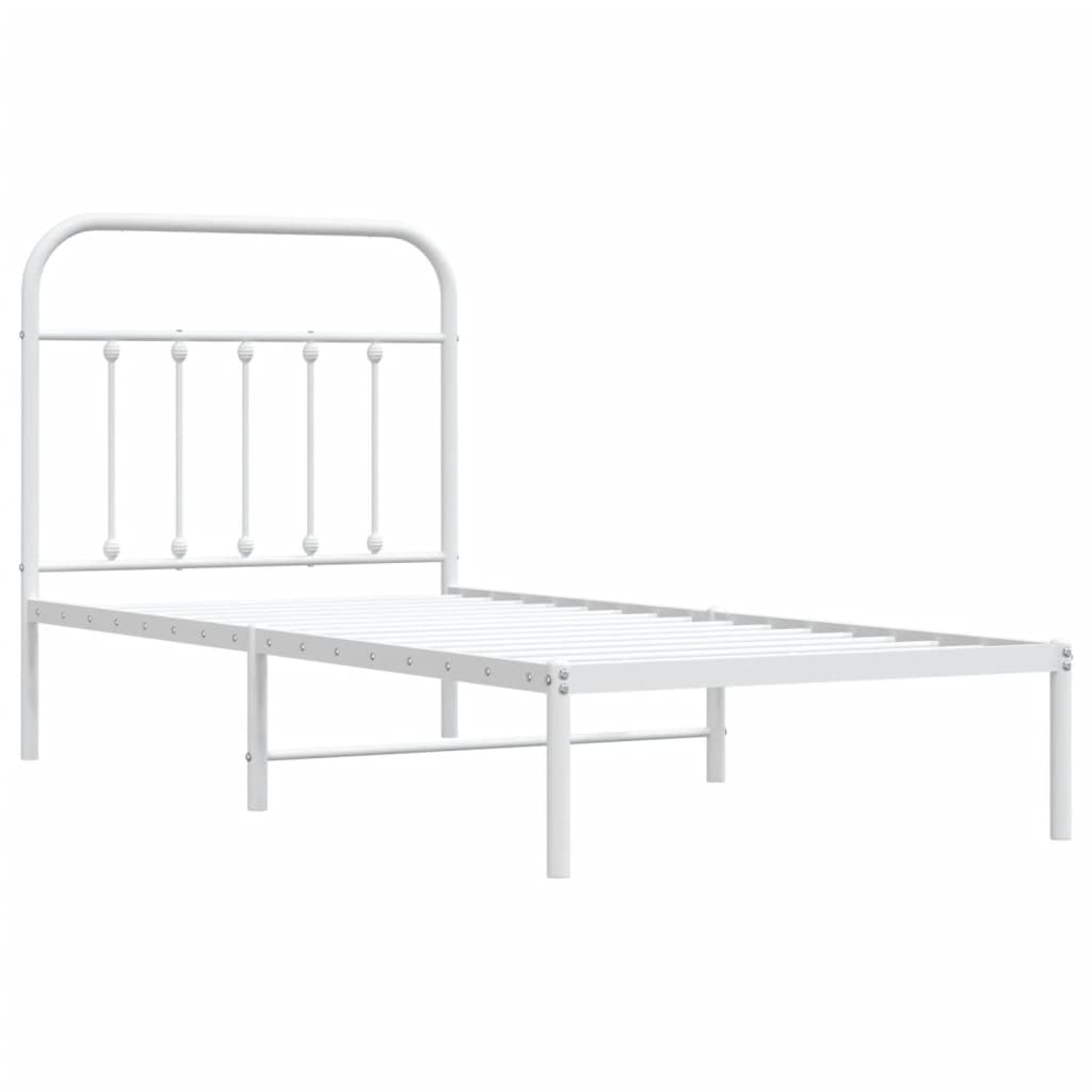 vidaXL Metal Bed Frame without Mattress with Headboard White 90x190cm