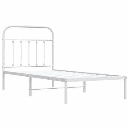 vidaXL Metal Bed Frame without Mattress with Headboard White 90x190cm