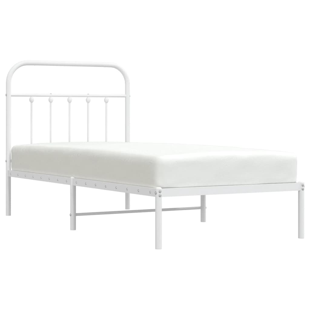 vidaXL Metal Bed Frame without Mattress with Headboard White 90x190cm