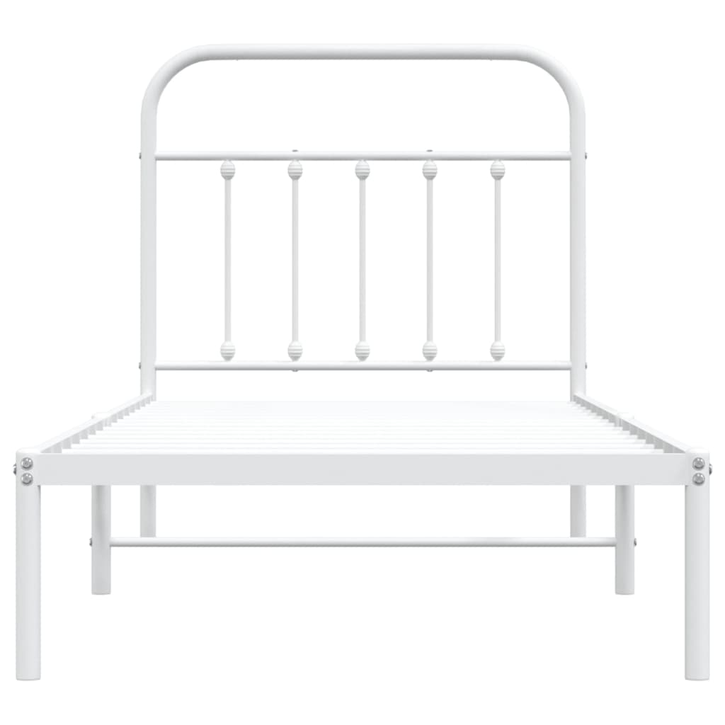 vidaXL Metal Bed Frame without Mattress with Headboard White 90x190cm