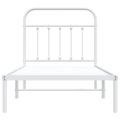 vidaXL Metal Bed Frame without Mattress with Headboard White 90x190cm