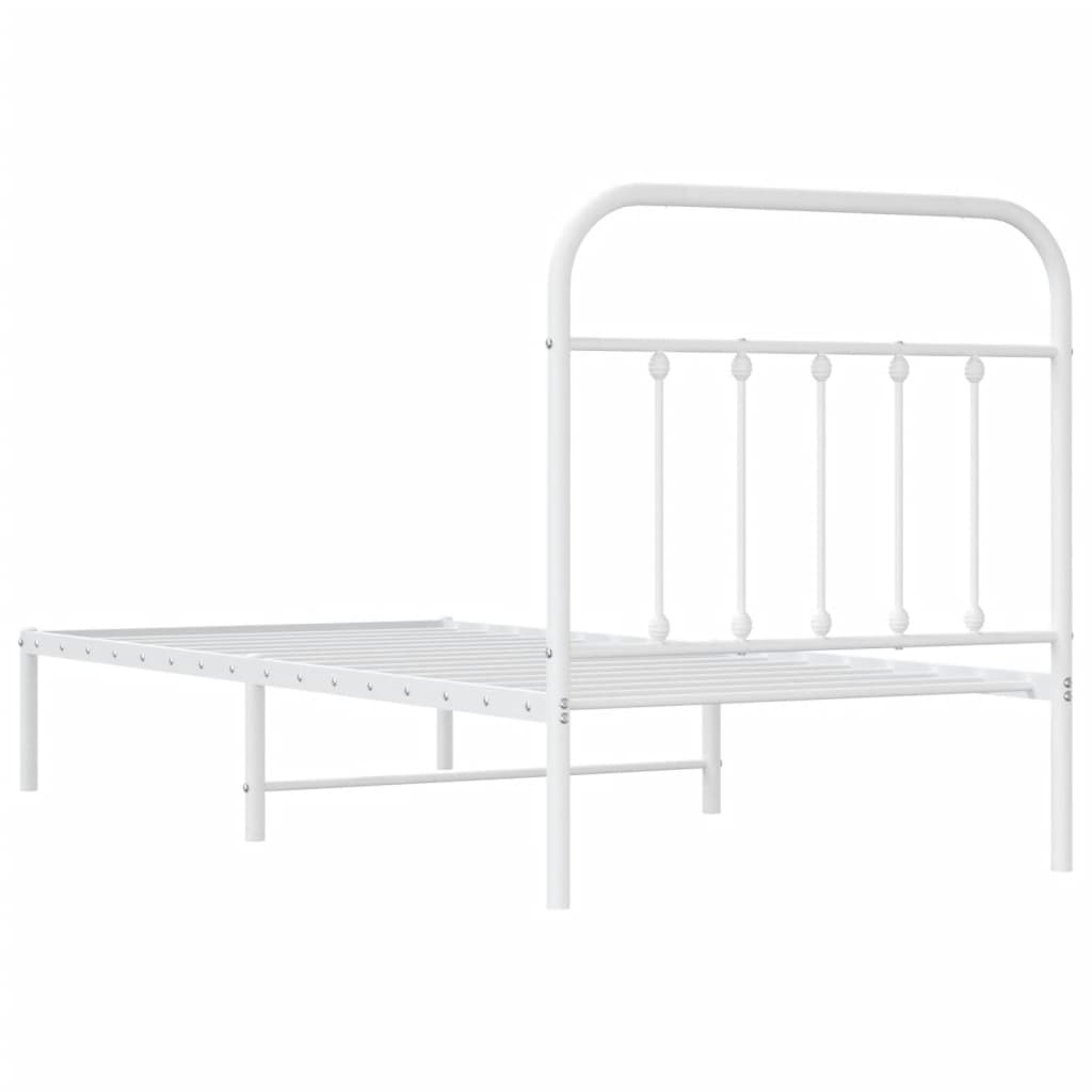 vidaXL Metal Bed Frame without Mattress with Headboard White 90x190cm