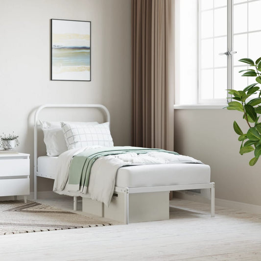 vidaXL Bed Frame | White | Powder-coated steel | Single | Durable | Bed Frame