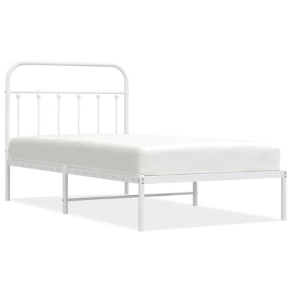 vidaXL Bed Frame | White | Powder-Coated Steel | Single | Bed Frame