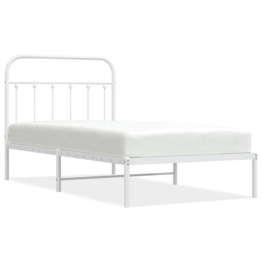 vidaXL Bed Frame | White | Powder-Coated Steel | Single | Bed Frame