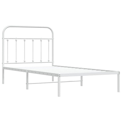 vidaXL Bed Frame | White | Powder-Coated Steel | Single | Bed Frame