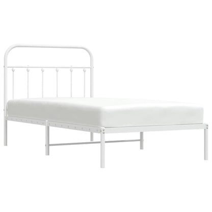 vidaXL Bed Frame | White | Powder-Coated Steel | Single | Bed Frame