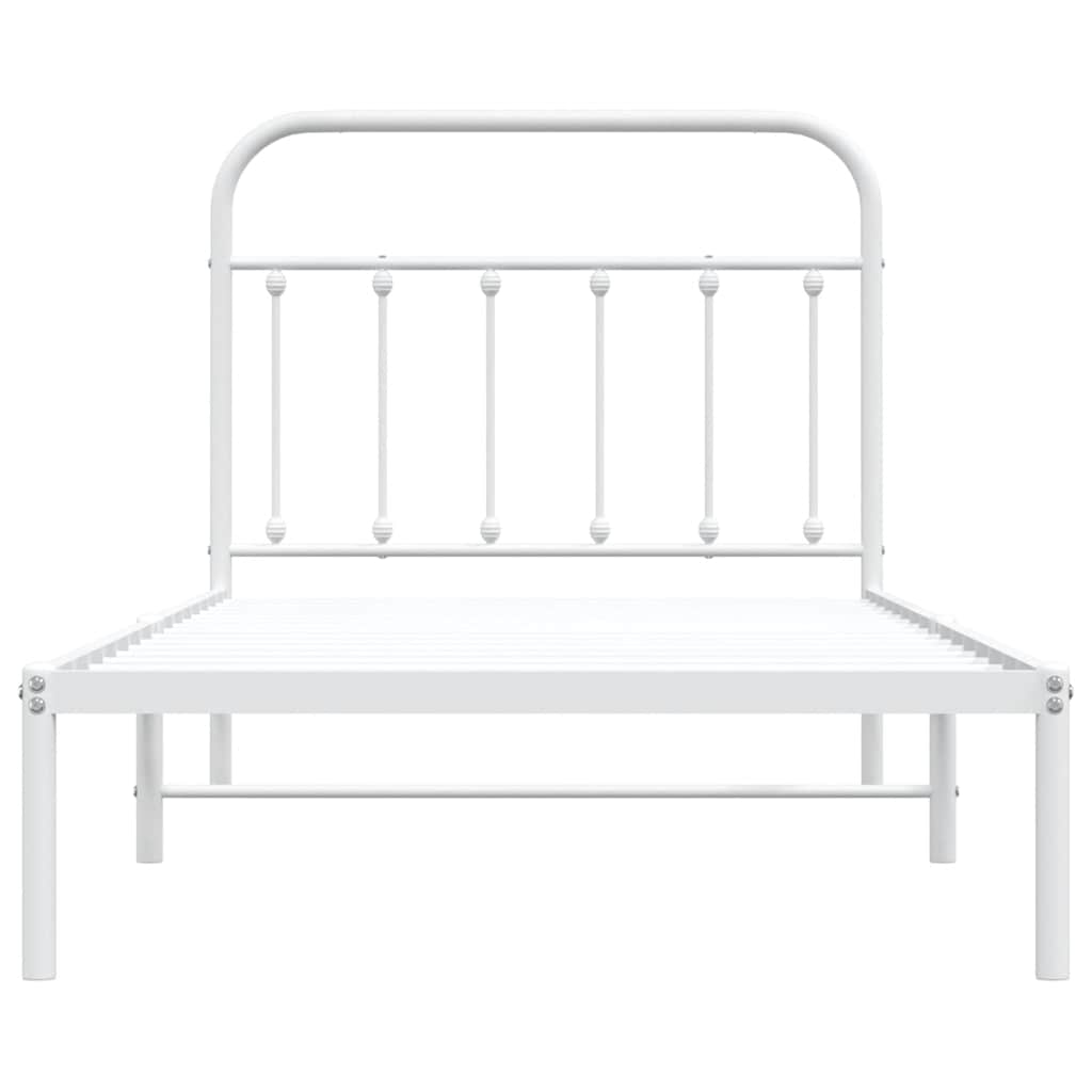 vidaXL Bed Frame | White | Powder-Coated Steel | Single | Bed Frame
