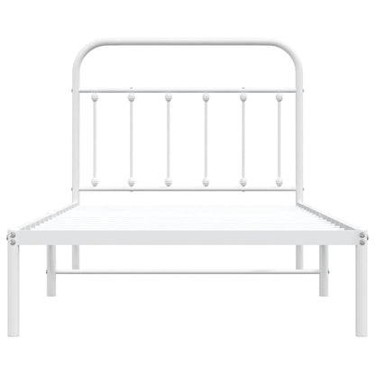vidaXL Bed Frame | White | Powder-Coated Steel | Single | Bed Frame