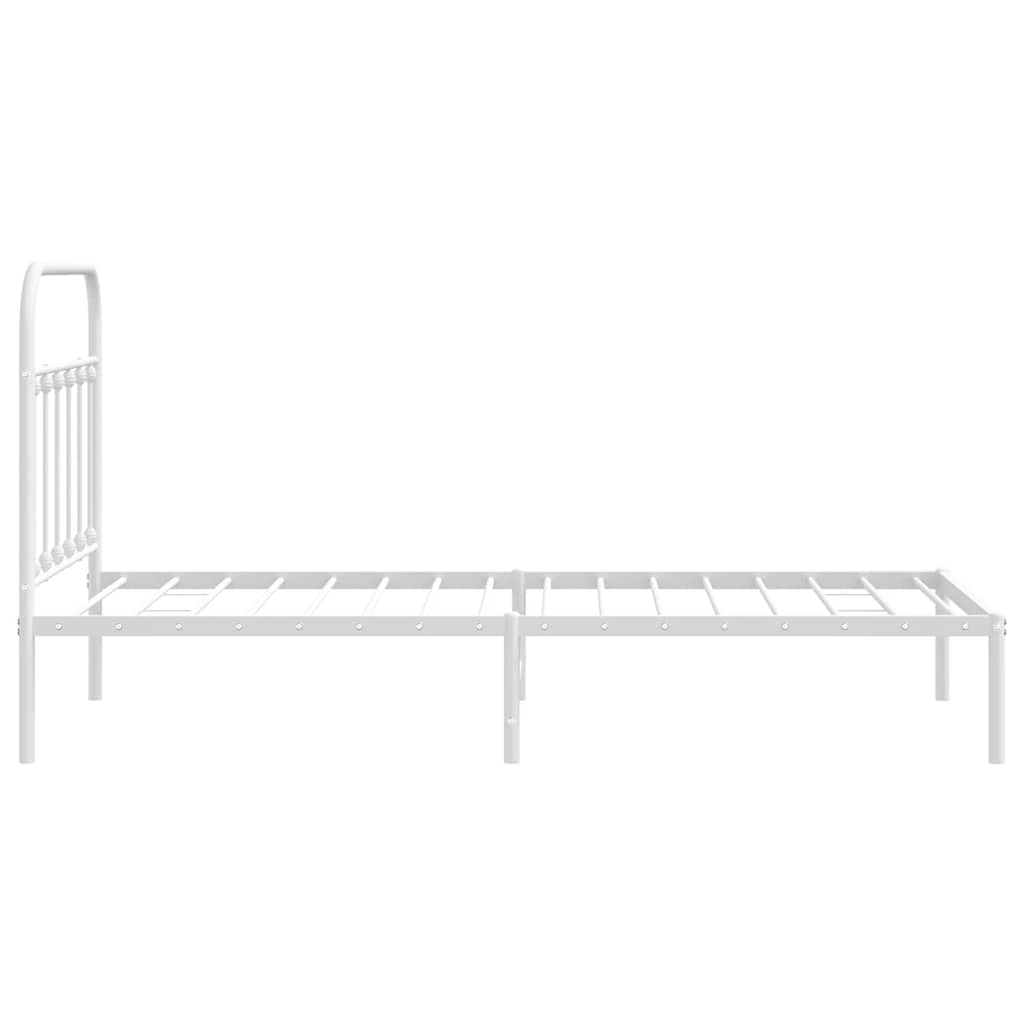 vidaXL Bed Frame | White | Powder-Coated Steel | Single | Bed Frame