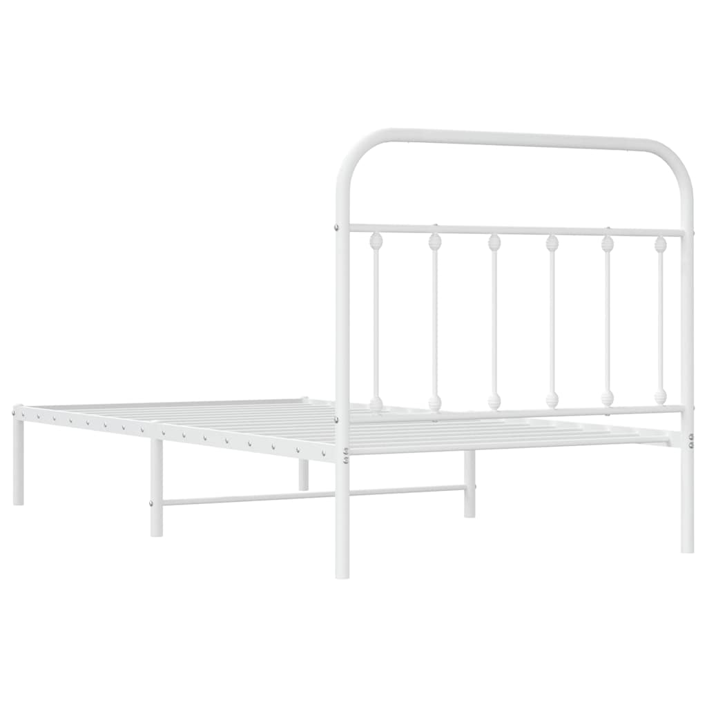 vidaXL Bed Frame | White | Powder-Coated Steel | Single | Bed Frame