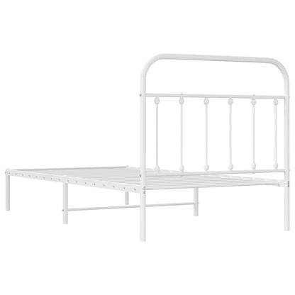vidaXL Bed Frame | White | Powder-Coated Steel | Single | Bed Frame