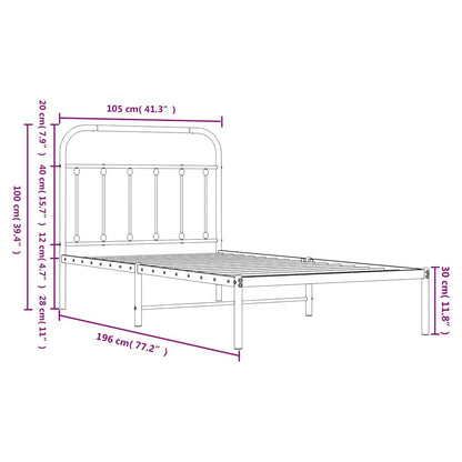 vidaXL Bed Frame | White | Powder-Coated Steel | Single | Bed Frame