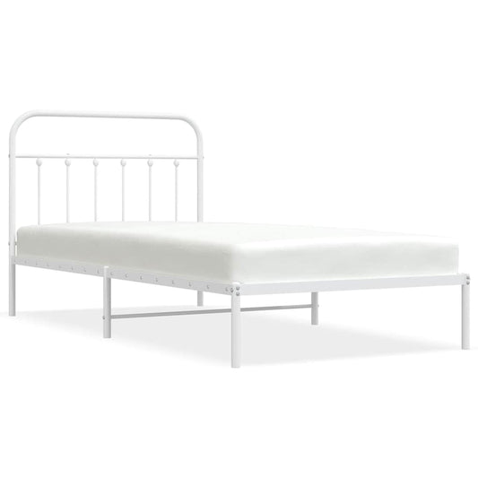 vidaXL Bed Frame | White | Powder-Coated Steel | Single | Bed Frame