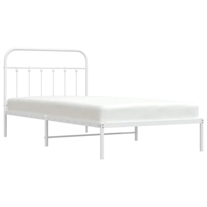 vidaXL Bed Frame | White | Powder-Coated Steel | Single | Bed Frame
