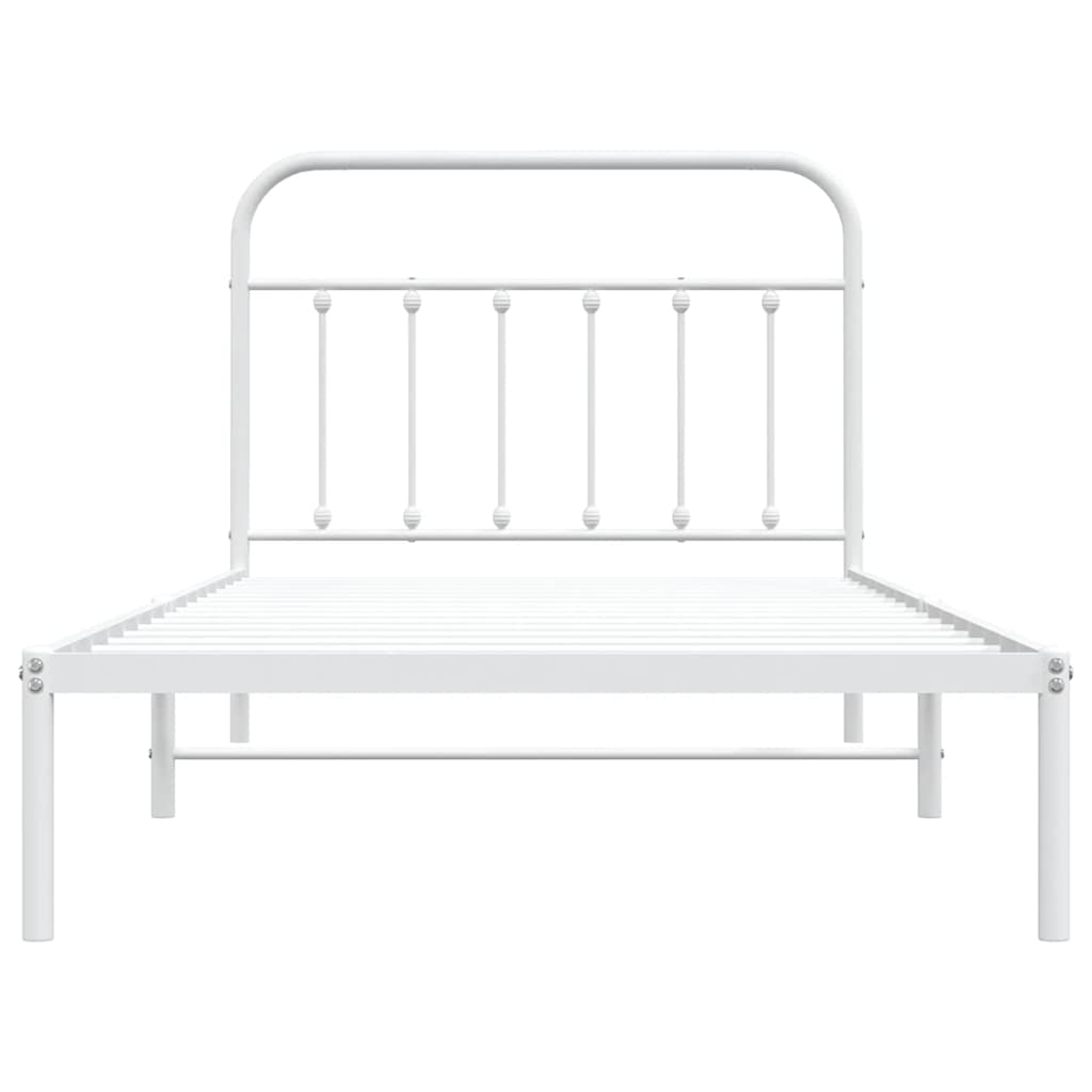 vidaXL Bed Frame | White | Powder-Coated Steel | Single | Bed Frame