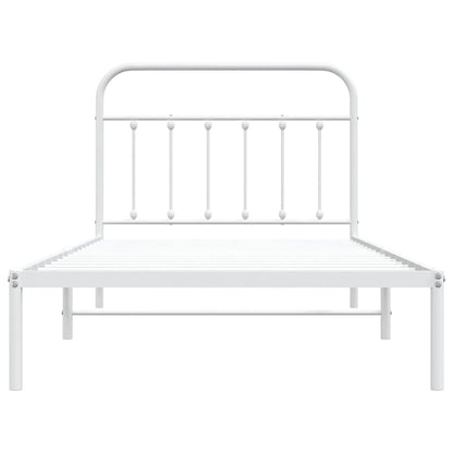 vidaXL Bed Frame | White | Powder-Coated Steel | Single | Bed Frame