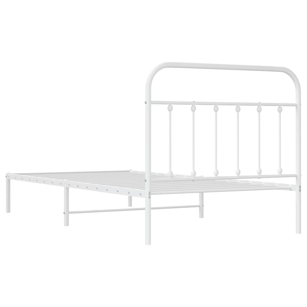 vidaXL Bed Frame | White | Powder-Coated Steel | Single | Bed Frame