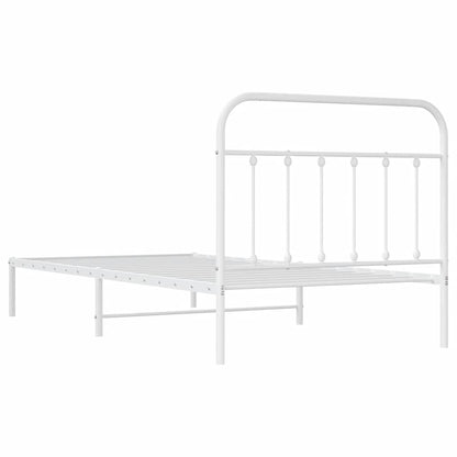 vidaXL Metal Bed Frame without Mattress with Headboard White 107x203cm