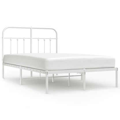 vidaXL Bed Frame | White | Powder-Coated Steel | Small Double | Bed Frame
