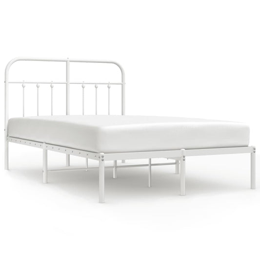 vidaXL Bed Frame | White | Powder-Coated Steel | Small Double | Bed Frame