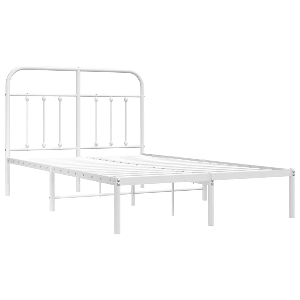 vidaXL Bed Frame | White | Powder-Coated Steel | Small Double | Bed Frame