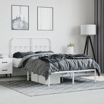 vidaXL Bed Frame | White | Powder-Coated Steel | Small Double | Bed Frame
