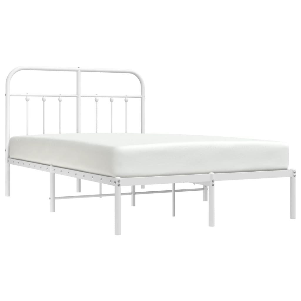 vidaXL Bed Frame | White | Powder-Coated Steel | Small Double | Bed Frame