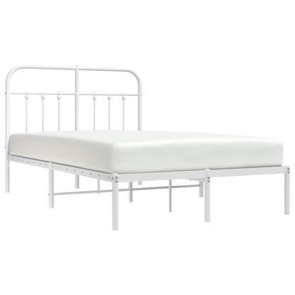 vidaXL Bed Frame | White | Powder-Coated Steel | Small Double | Bed Frame