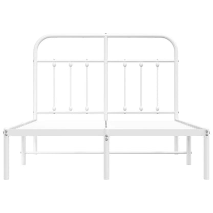 vidaXL Metal Bed Frame without Mattress with Headboard White 120x200cm