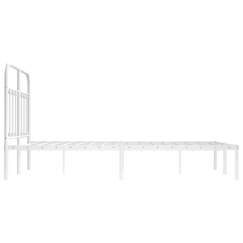vidaXL Metal Bed Frame without Mattress with Headboard White 120x200cm