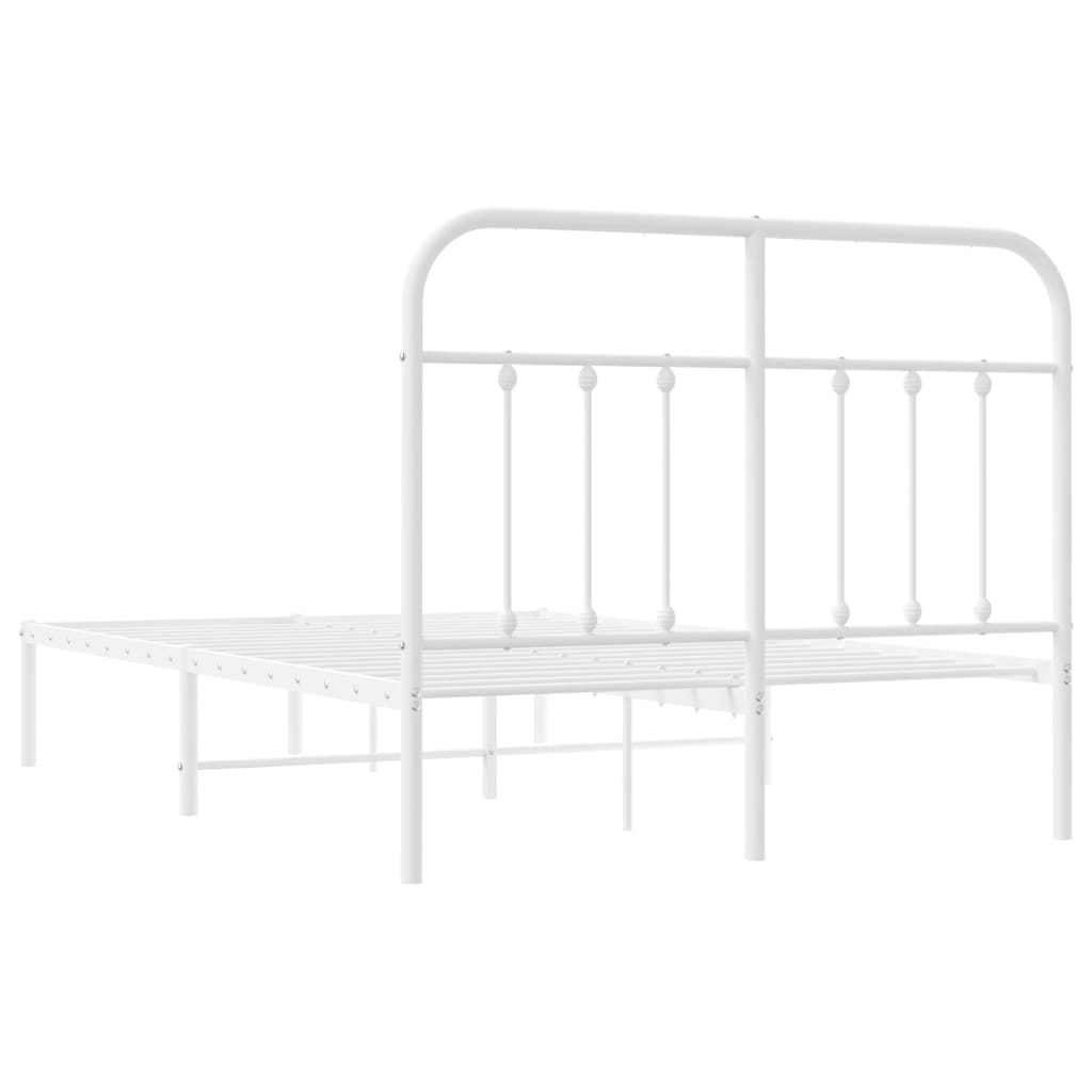 vidaXL Metal Bed Frame without Mattress with Headboard White 120x200cm