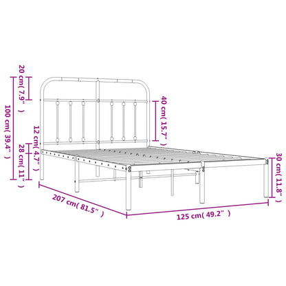 vidaXL Metal Bed Frame without Mattress with Headboard White 120x200cm
