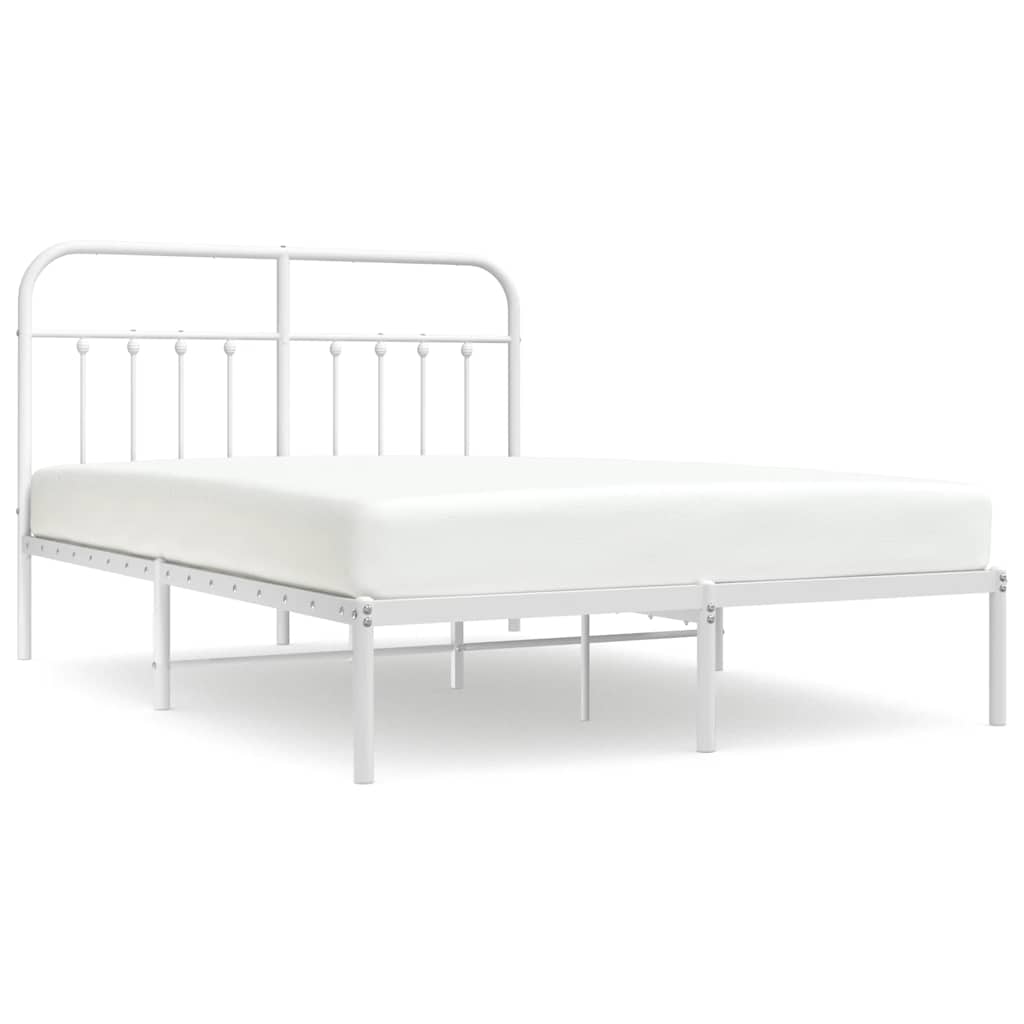 vidaXL Bed Frame | White | Steel | Double | Bed Frame | Rectangular | Durable