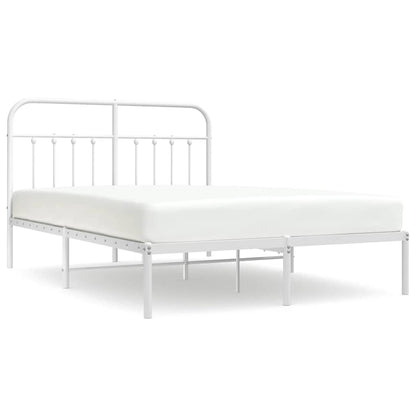 vidaXL Bed Frame | White | Steel | Double | Bed Frame | Rectangular | Durable