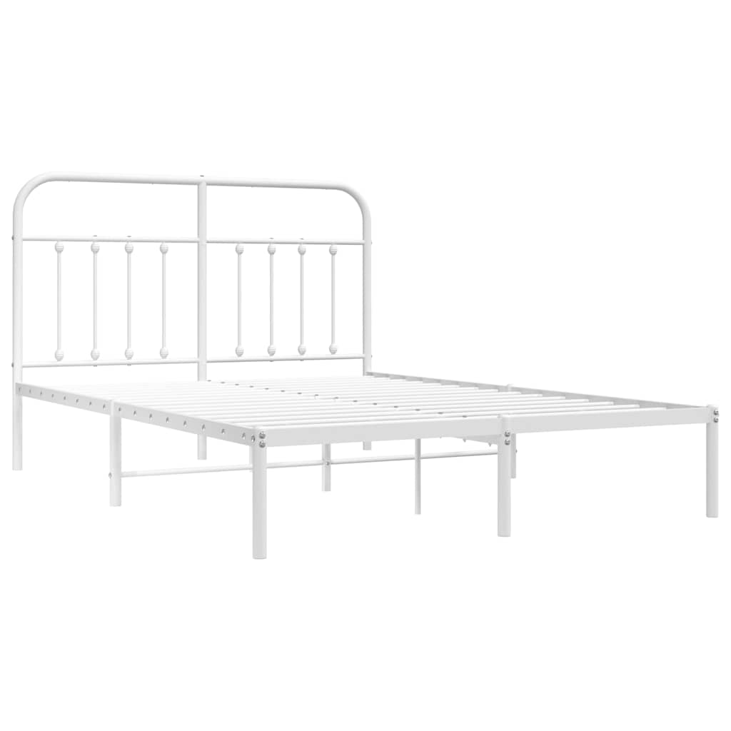 vidaXL Bed Frame | White | Steel | Double | Bed Frame | Rectangular | Durable