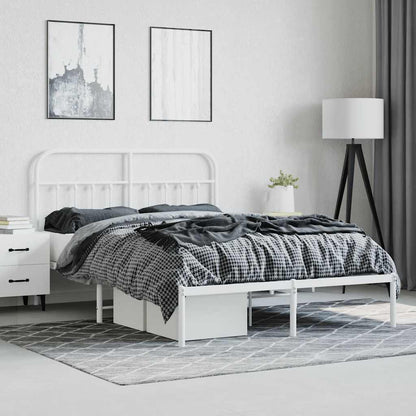 vidaXL Bed Frame | White | Steel | Double | Bed Frame | Rectangular | Durable