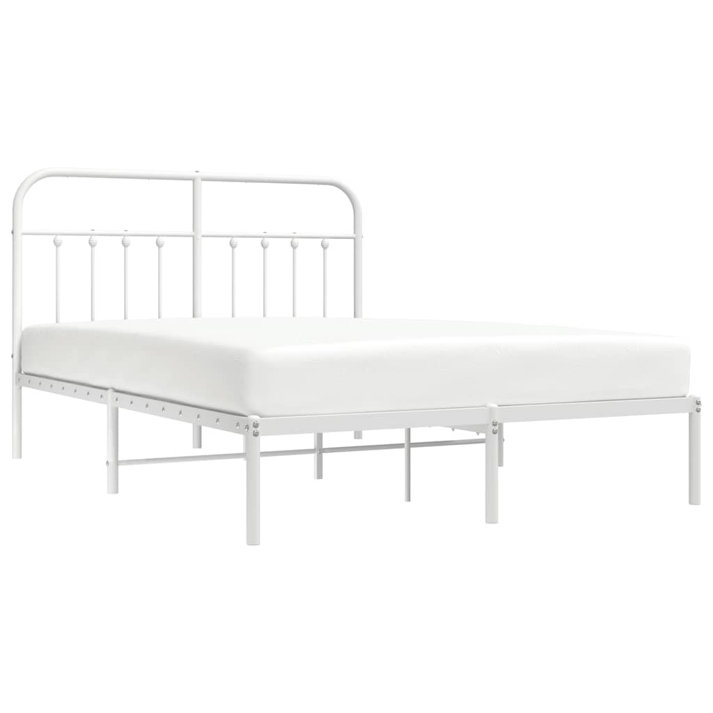 vidaXL Bed Frame | White | Steel | Double | Bed Frame | Rectangular | Durable