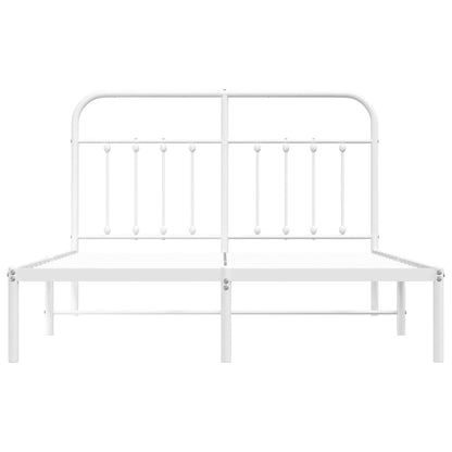 vidaXL Bed Frame | White | Steel | Double | Bed Frame | Rectangular | Durable