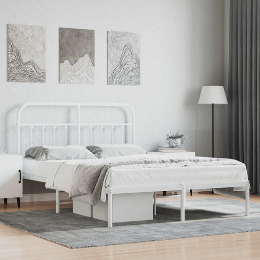 vidaXL Bed Frame | White | Steel | Double | Bed Frame | Rectangular | Durable