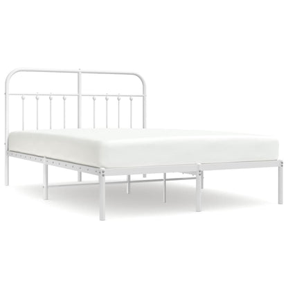 vidaXL Metal Bed Frame without Mattress with Headboard White 140x190cm
