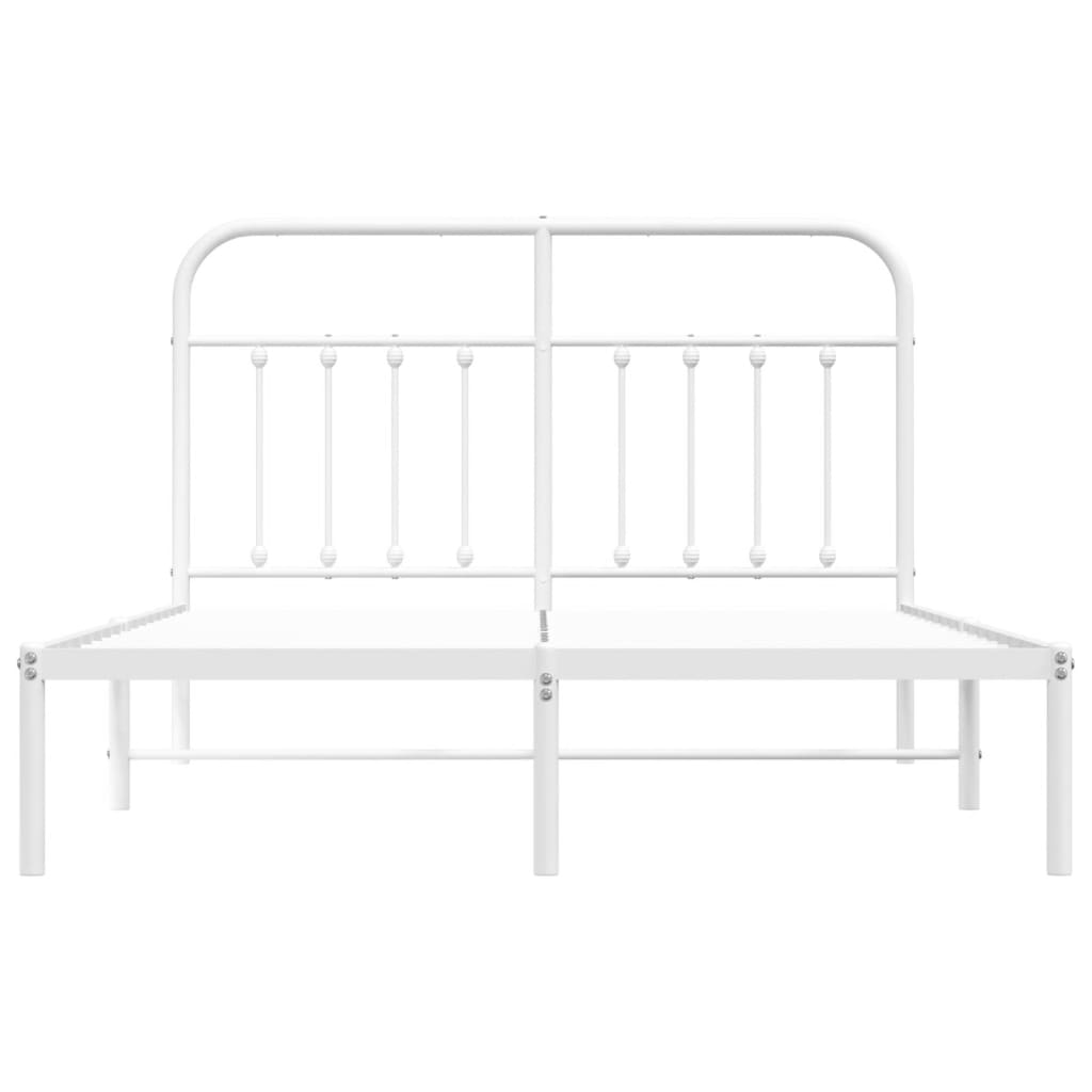 vidaXL Metal Bed Frame without Mattress with Headboard White 140x190cm