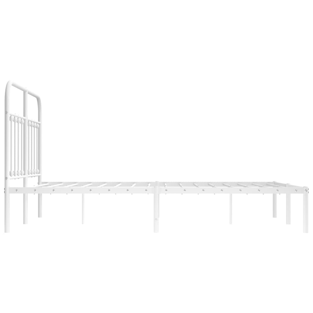 vidaXL Metal Bed Frame without Mattress with Headboard White 140x190cm