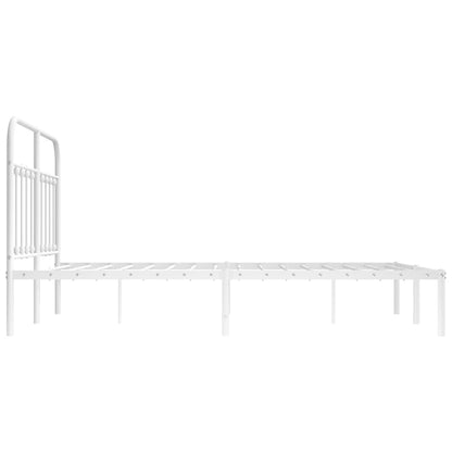 vidaXL Metal Bed Frame without Mattress with Headboard White 140x190cm