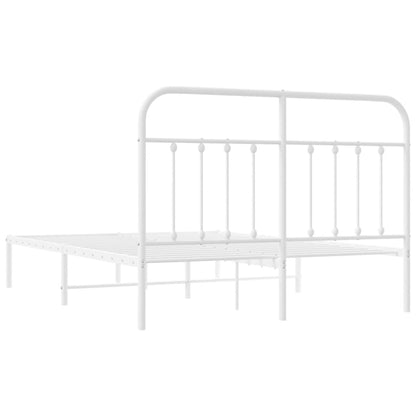 vidaXL Metal Bed Frame without Mattress with Headboard White 140x190cm