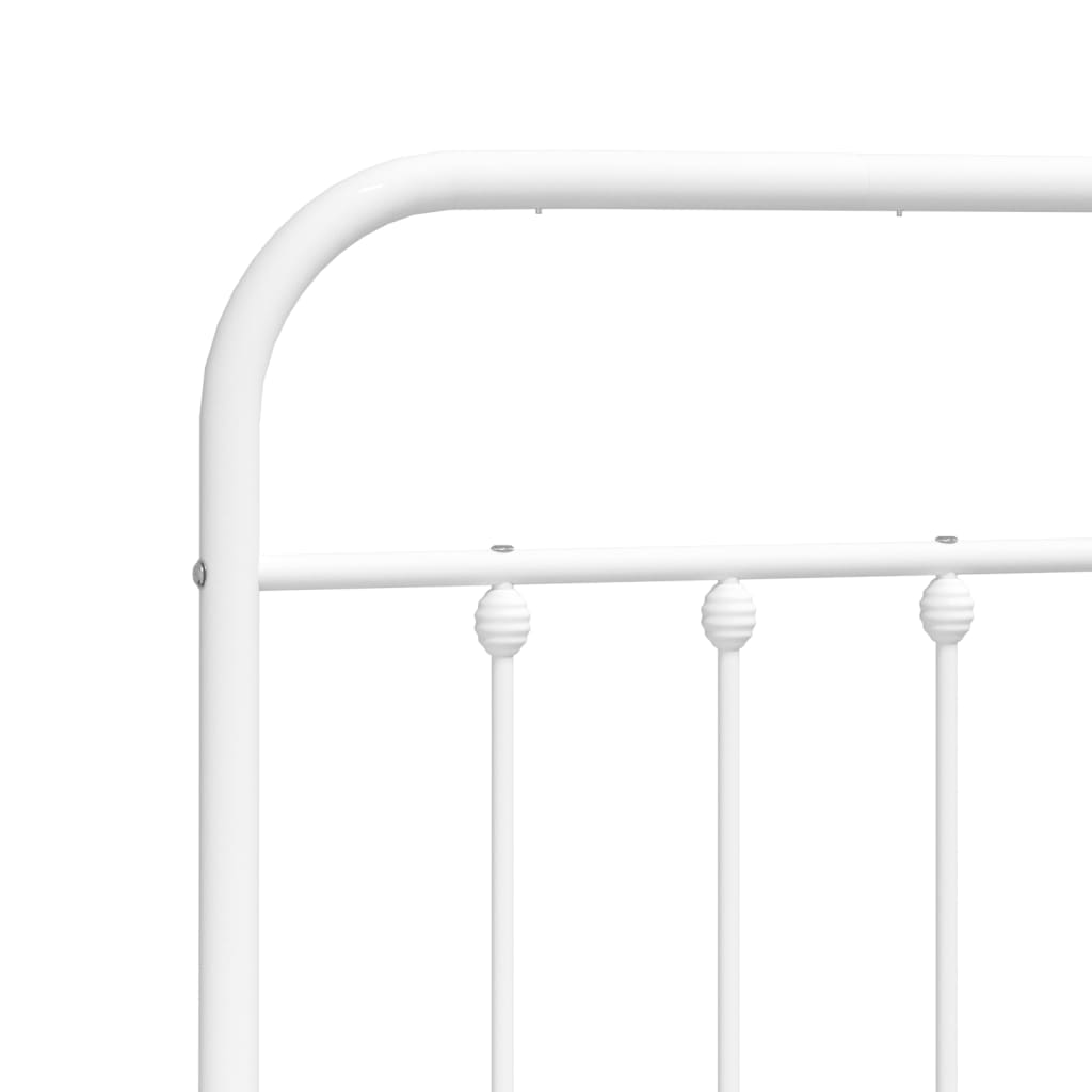 vidaXL Metal Bed Frame without Mattress with Headboard White 140x190cm